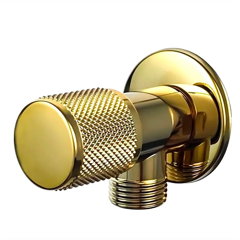 Gold Angular Stop Valve Stop Cock Angle Valve For Bathroom Kitchen With Flange For Geysers Washbasins Washroom Round Golden - 8.7 cm x 3cm - 1 piece
