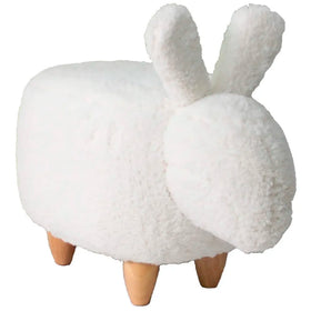 Upholstered Rabbit Ride-On Ottoman Footrest Stool with Vivid Adorable Animal Shape Padded Seat. (Kids and Adults, Rabbit)