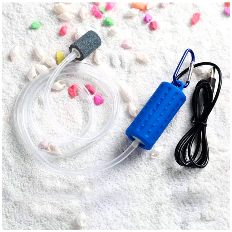 Aquarium Oxygen Pump - USB Air Pump - Quietest Portable Aquarium Air Pump - Air Stone and Hose Included - Low Power Usage