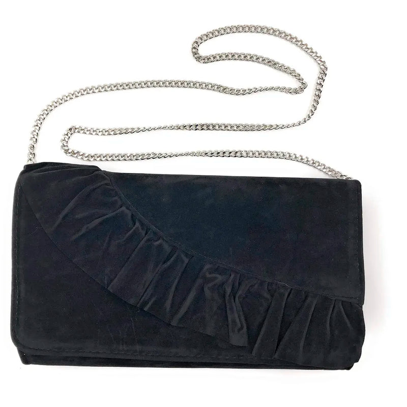 ELEGANT PREMIUM EVENING CLUTCH BAG WITH ADJUSTABLE SHOULDER CHAIN, SNAP CLOSURE & SMOOTH INNER SATIN (28 CMS x 18 CMS) (Black)