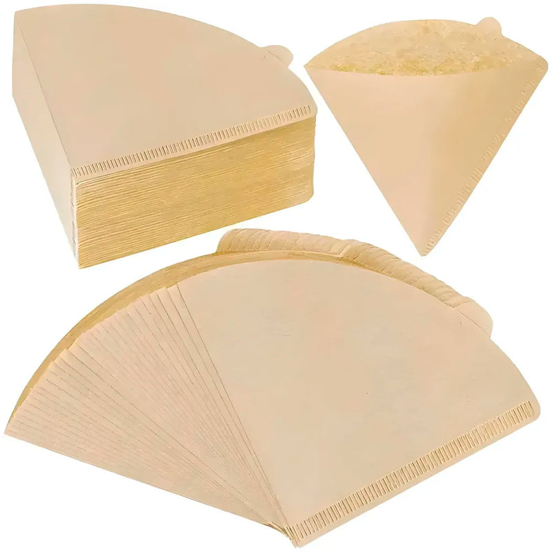 100 Pcs Coffee Filters, Size 02 Unbleached Cone Filters, Disposable Natural Paper Filters 2-4 Cup, 02 Cone for Pour Over and Drip Coffee Maker