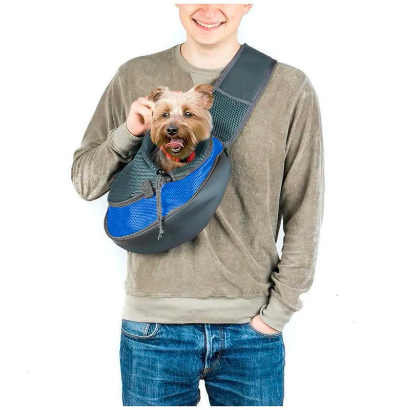 24x7 eMallยฎ Pet Sling Carrier - Small Dog Cat Sling Pet Carrier Bag Safe Comfortable Adjustable Pouch Single Shoulder Carry Tote Handbag for Pets Upto 10 Kgs. (Blue) 18 x10 Inch