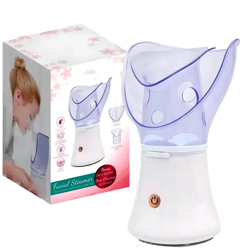 2 in 1 Facial Steamer Beauty Cosmetic Ionic Face Steamer for Home Facial, Warm Mist Humidifier Atomizer for Face Sauna Spa Sinuses Moisturizing, Unclogs Pores