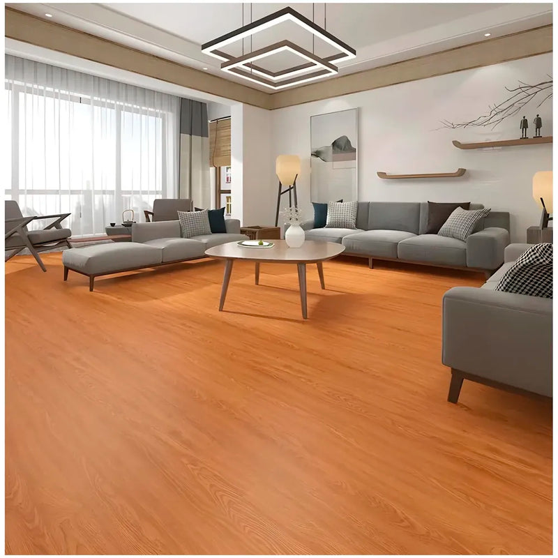 Amber PVC Wood Floor Planks Flooring Tiles Self Adhesive Peel & Stick Grey Wooden Design 18 Planks 27 Square feet PVC Amber Wooden Colour