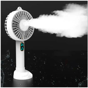 Hand mist fan water fan Handheld Spray Fan With Water Misting Desk Fan with 3 Speeds & 55 ML Portable Water Tank With LED Light And Stand Mobile Holder â 21 Cm x 10 Cm