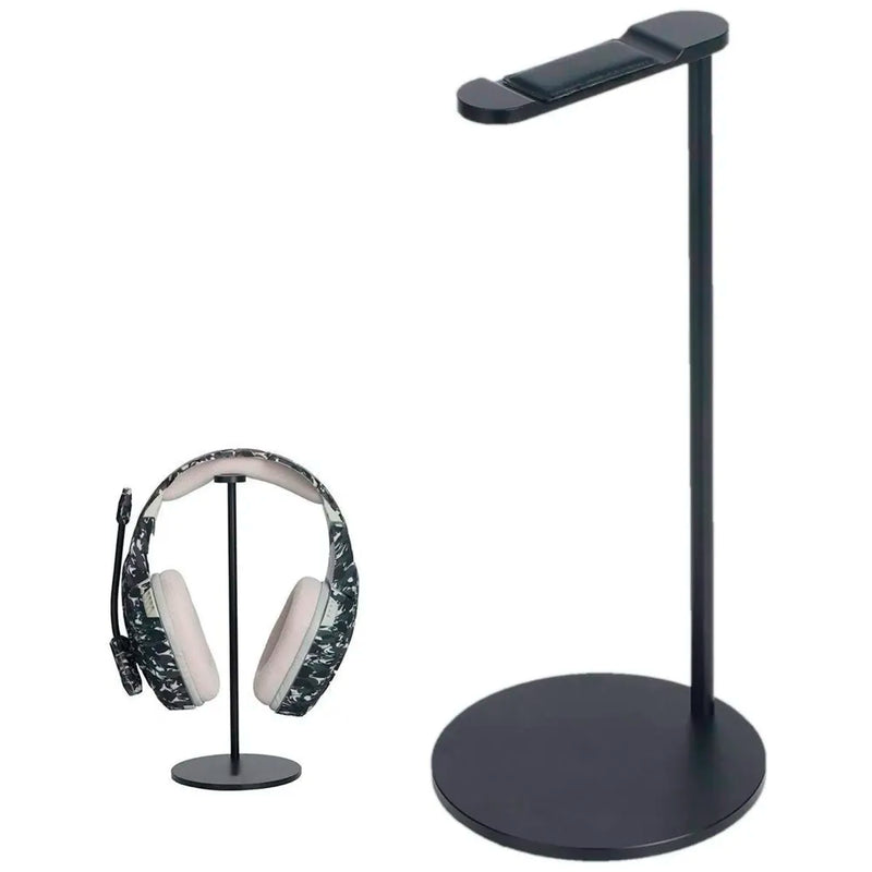 Headphone Stand Headset Holder Earphone Stand with Aluminum Supporting Bar Flexible Headrest ABS Solid Base for All Headphones Size (Round)