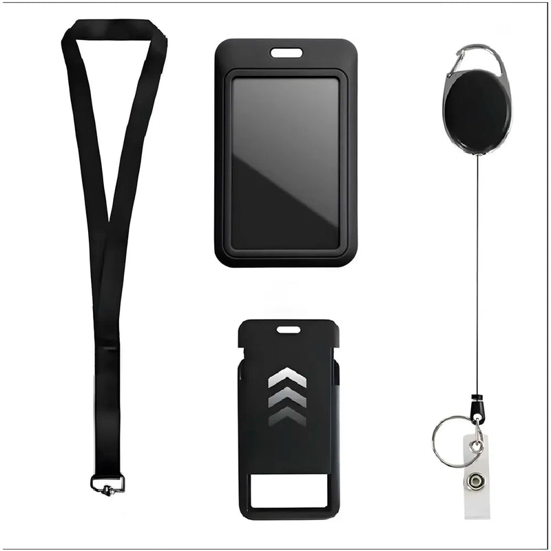 3 in 1 Id Card Holder Badge Holder with Lanyard and Retractable Wire Reel Carabiner for Company Corporate Hospitals Doctors Proximity Key Card Holder Visitors Pass