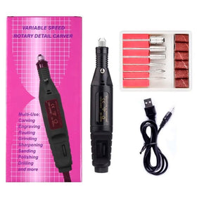 Black Mini Electric Nail Drill Art Manicure File, Portable Manicure Pen Sander Polisher for Exfoliating, Grinding, Polishing, Remove Nail Polish
