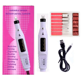 White Mini Electric Nail Drill Art Manicure File, Portable Manicure Pen Sander Polisher for Exfoliating, Grinding, Polishing, Remove Nail Polish
