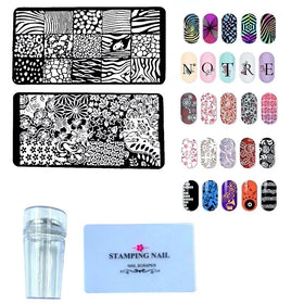 Plastic Nail Art Stamping Kit 2 Stamping Image Plates With Stamper And Scrapper Random Designs. , Pack of 1