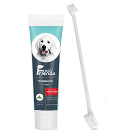 Mint Dog Tooth Brushing Kit Teeth Cleaning Kit Plaque and Tartar Control Toothpaste with 1 Toothbrush for Dogs Eliminates Bad Breath, Dog Toothpaste Mint Flavour.