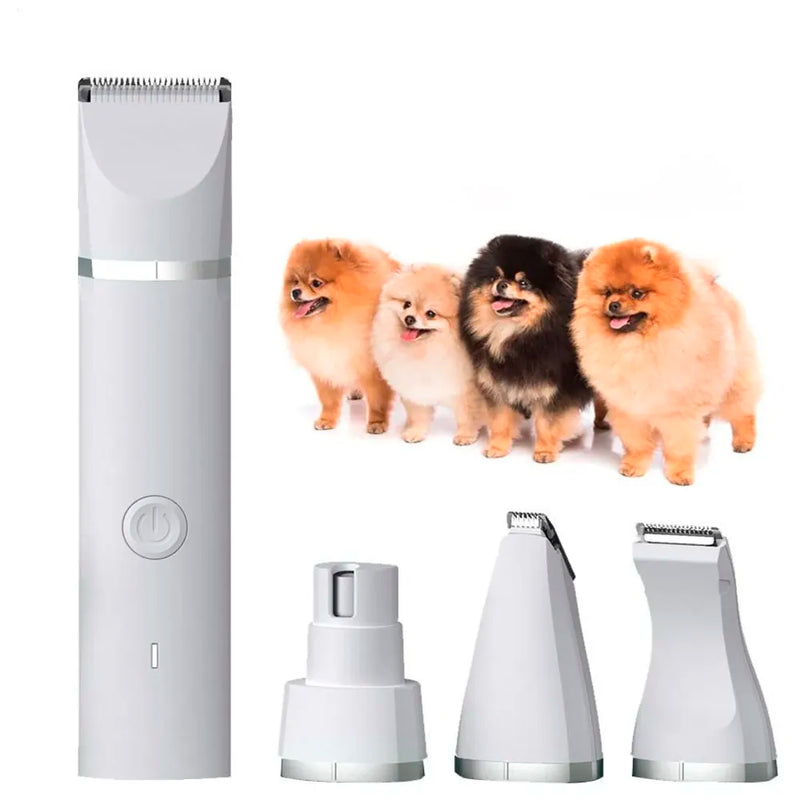 Unisex 4 in 1 Automatic Rechargeable Pet Hair Trimmer and Nail Grinder - Ear and Paw Trimmer for Dog and Cat - Cordless, Battery Powered