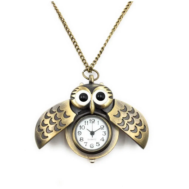owl Pocket Watch Classic Vintage Retro Antique Owl Chain Pocket 2.5 Cms Diameter Pendent (Owl)