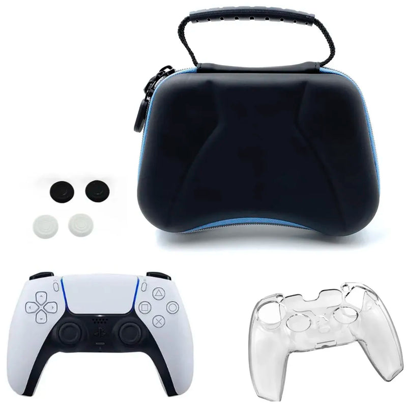 24x7 eMall Controller Case Compatible with PlayStation 5 Controller Black Hard Shell with Clear Cover and Thumb Grips