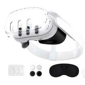 Protective Case Compatible with Meta Quest 3, Shockproof and Scratch Resistant, Highly Transparent Case with Headset Cover, Glass Camera Lens, Joystick Caps. VR Accessories