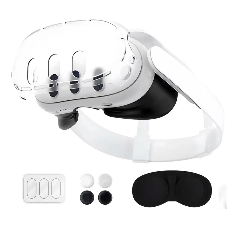 Protective Case Compatible with Meta Quest 3, Shockproof and Scratch Resistant, Highly Transparent Case with Headset Cover, Glass Camera Lens, Joystick Caps. VR Accessories