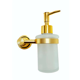 Gold Liquid Soap Dispenser Wall Mounted Golden Colour Stainless Steel Stand and Glass Liquid Soap Dispenser for Bathroom and Wash Basin Hand wash Dispenser Bathroom Accessories