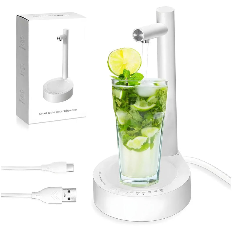 AQUAKART Portable Table Water Dispenser Automatic for Big Water Cans, Smart 7 Levels Water Dispenser Countertop for Universal Bottles, Automatic Water Jug Dispenser with Silicone Hose