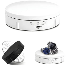 Rotating Display Stand, 360 Degree Electric Rotating Turntable With Felt Finish for Photography Products Display, Jewellery, Cake and Collectibles, 4 Kgs Load, 8 Inch Diameter (White)