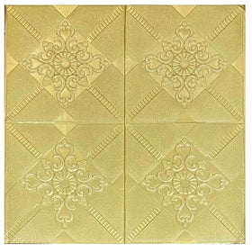 Gold Foam Wall Paper, 3D Wall Stickers 70 x 70 Cm Self-Adhesive Panel Decal PE Wallpaper - Peel and Stick Wall Panels Golden (1)