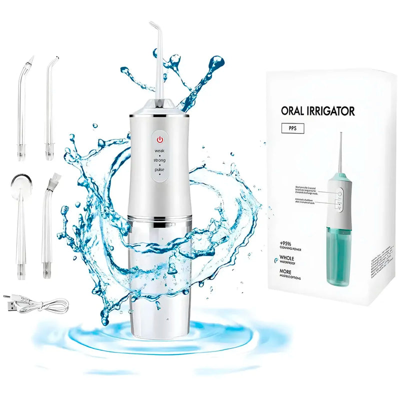 Water Flosser Portable Dental Water Jet Oral Teeth Irrigator Waterproof Tooth Cleaner Water Flosser Oral Flosser 3 Modes And 4 Nozzels 220 ML