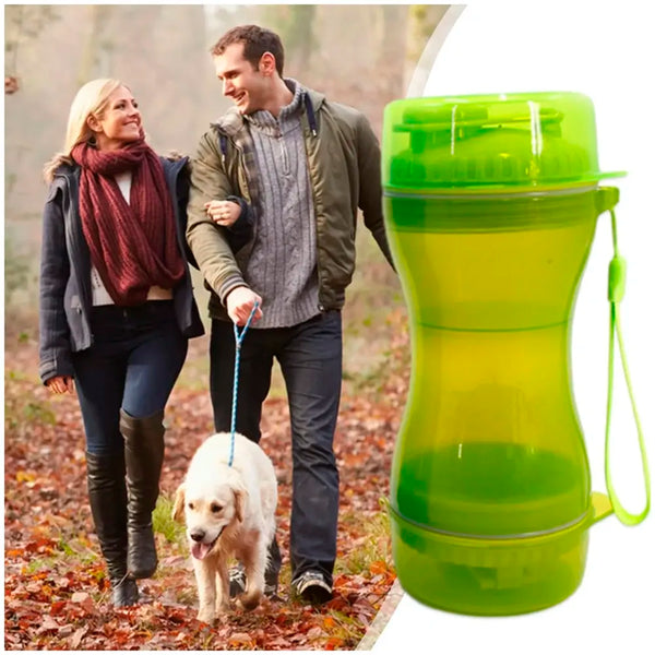 2 in 1 Dog Water Bottle Portable Food Container Drinking Bowl for Small Medium Dogs Outdoor Travel Pet Water Dispenser Feeder Green - 3
