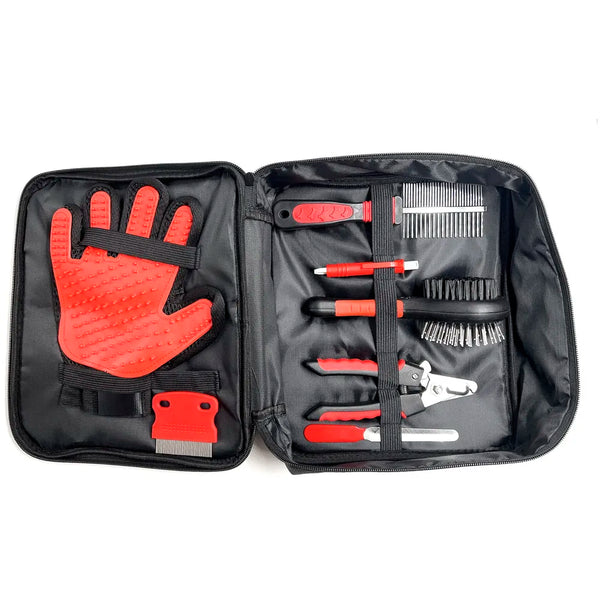 Pet Grooming Kit Grooming Kit With Carry Bag for Dog and Cat with, Double-Sided Dog Comb, Deshedding Glove, Slick Hair Brush, Double Sided Pin Brush, Nail Cutter, Lice Comb, and Filer. - 6