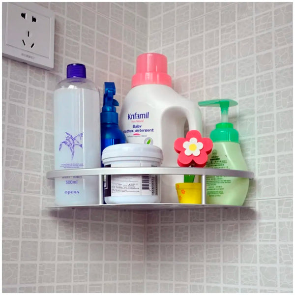 Wall Mount Bathroom Corner Shelf Aluminium Shower Caddy Wall Shelf Holder Anti Rust, Rust Free Aluminium, Installation Kit Included (1, Aluminum Corner) - 4
