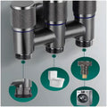AQUAKART 3 in 1 Angular Angle Valve Black Triple Tap for Bathroom, Geyser | Luxury Series Three-Way Angle Valve 3 in 1 valve for Bathroom Three Way Tap Black Washing Machine. 11 x 7 cm - 5