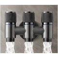 AQUAKART 3 in 1 Angular Angle Valve Black Triple Tap for Bathroom, Geyser | Luxury Series Three-Way Angle Valve 3 in 1 valve for Bathroom Three Way Tap Black Washing Machine. 11 x 7 cm - 6