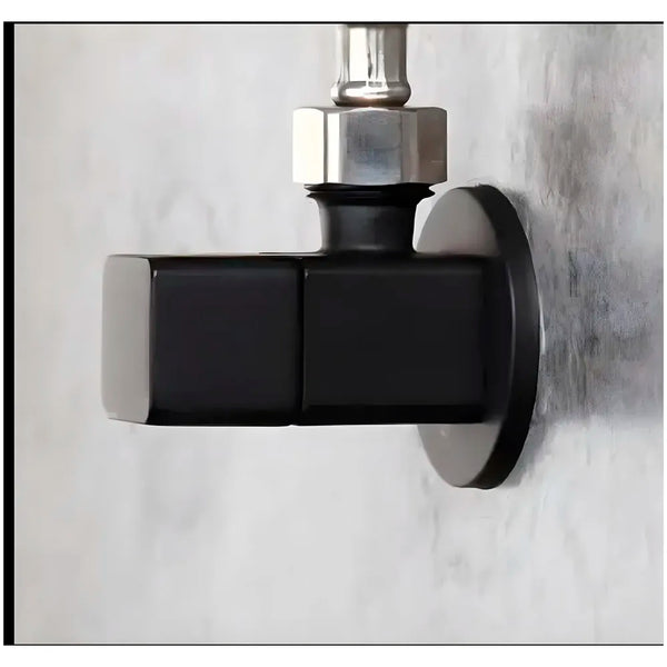 Angular Black for Bathroom wash basin, Geyser | Luxury Series One-Way Angle Valve | Wall Mounted. Stop Cock Toilet Commode, Washbasin, Square Design - 6.5 cm x 5 cm - 5