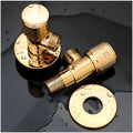 Gold Angular Stop Valve Stop Cock Angle Valve For Bathroom Kitchen With Flange For Geysers Washbasins Washroom Round Golden - 8.7 cm x 3cm - 1 piece - 2
