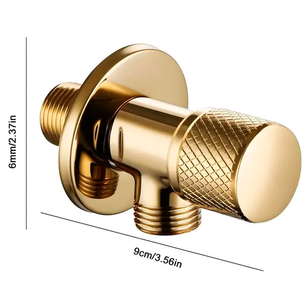 Gold Angular Stop Valve Stop Cock Angle Valve For Bathroom Kitchen With Flange For Geysers Washbasins Washroom Round Golden - 8.7 cm x 3cm - 1 piece - 3