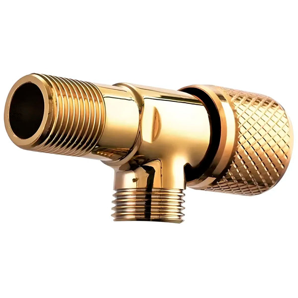 Gold Angular Stop Valve Stop Cock Angle Valve For Bathroom Kitchen With Flange For Geysers Washbasins Washroom Round Golden - 8.7 cm x 3cm - 1 piece - 5