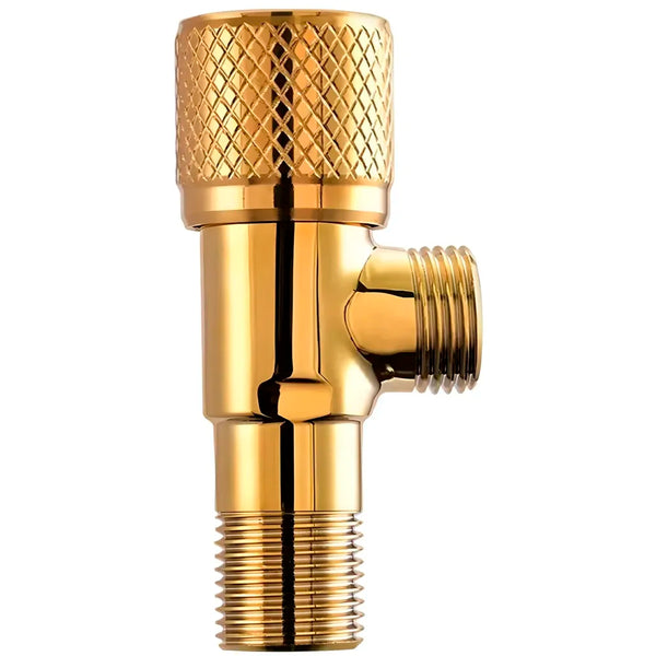 Gold Angular Stop Valve Stop Cock Angle Valve For Bathroom Kitchen With Flange For Geysers Washbasins Washroom Round Golden - 8.7 cm x 3cm - 1 piece - 6