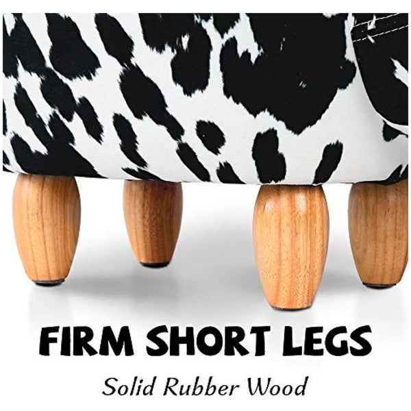 Upholstered Cow Ride-On Ottoman Footrest Stool with Vivid Adorable Animal Shape Padded Seat. (Kids and Adults, Cow) - 2