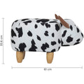 Upholstered Cow Ride-On Ottoman Footrest Stool with Vivid Adorable Animal Shape Padded Seat. (Kids and Adults, Cow) - 4