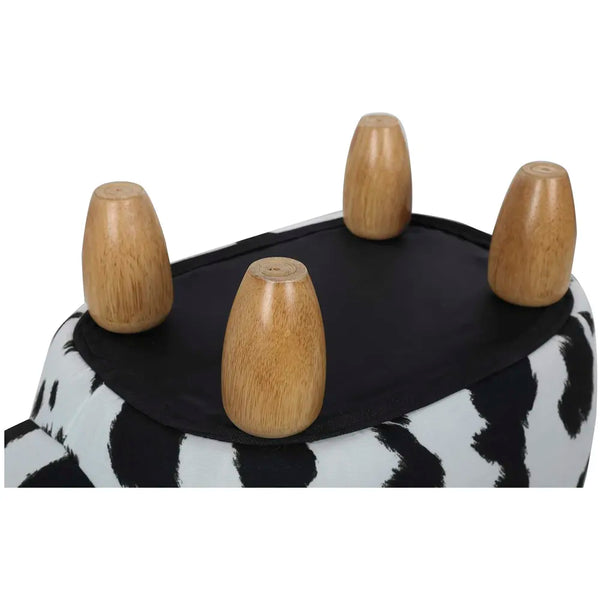 Upholstered Cow Ride-On Ottoman Footrest Stool with Vivid Adorable Animal Shape Padded Seat. (Kids and Adults, Cow) - 7