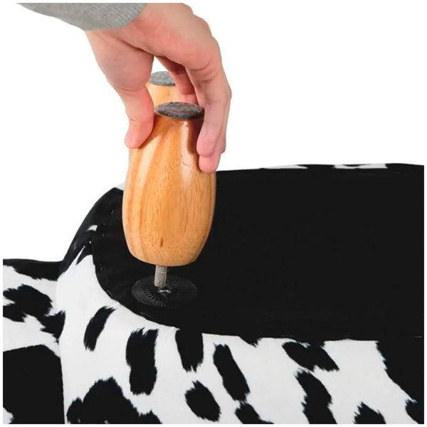 Upholstered Cow Ride-On Ottoman Footrest Stool with Vivid Adorable Animal Shape Padded Seat. (Kids and Adults, Cow) - 8