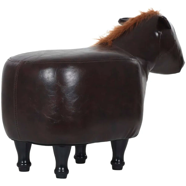 Upholstered Horse Ride-On Ottoman Footrest Stool with Vivid Adorable Animal Shape Padded Seat. (Kids and Adults, Horse) - 4