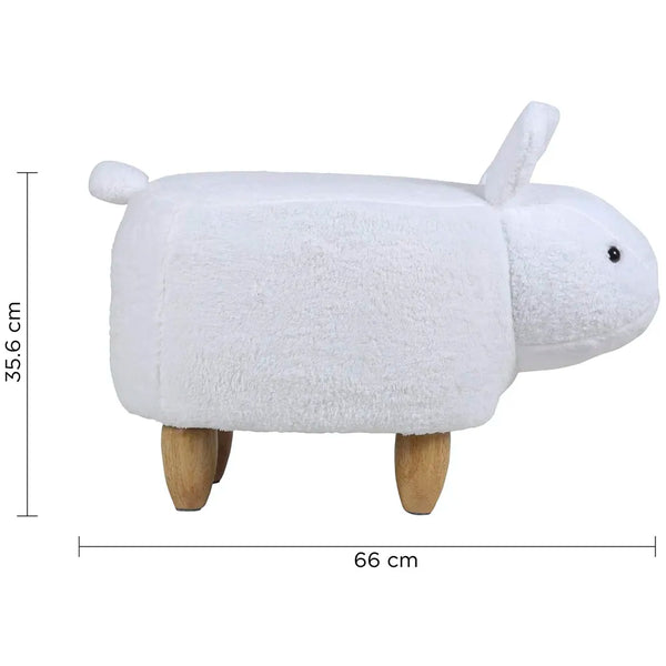 Upholstered Rabbit Ride-On Ottoman Footrest Stool with Vivid Adorable Animal Shape Padded Seat. (Kids and Adults, Rabbit) - 2