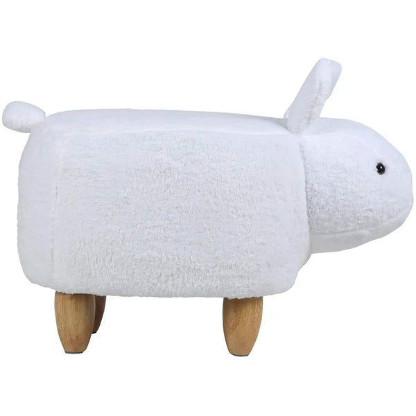 Upholstered Rabbit Ride-On Ottoman Footrest Stool with Vivid Adorable Animal Shape Padded Seat. (Kids and Adults, Rabbit) - 7