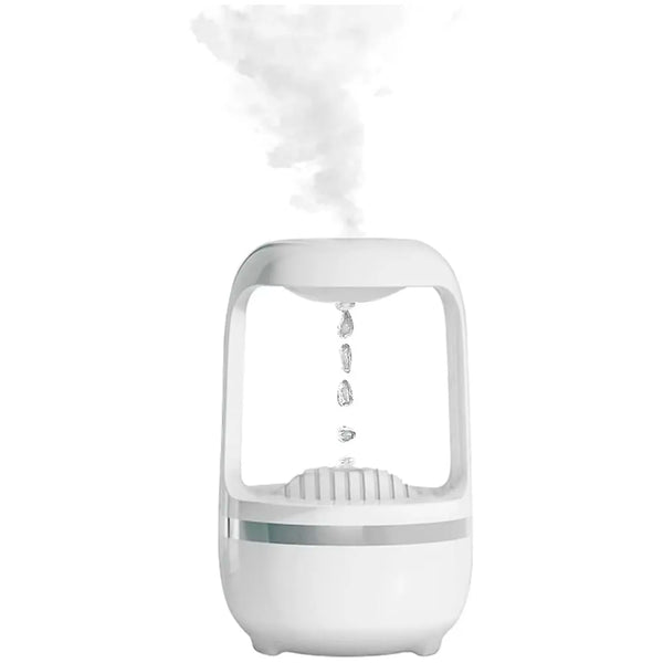 Anti-Gravity Humidifier Ultrasonic Cold Mist With Water Drop Spraying, Backflow Of Water Unique Lighting Design, Bedroom And Office Humidifier, Automatic Stop Function, White, 500 ML