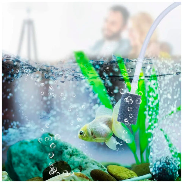 Aquarium Oxygen Pump - USB Air Pump - Quietest Portable Aquarium Air Pump - Air Stone and Hose Included - Low Power Usage - 6