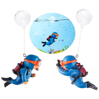 2pc Aquarium Diver Cartoon Aquarium Floating Cute Resin Aquarium Accessories Decorative Items for Fish Aquarium, Floating on Water Aquarium, Fish Aquarium Decoration, 7 X 3 cm