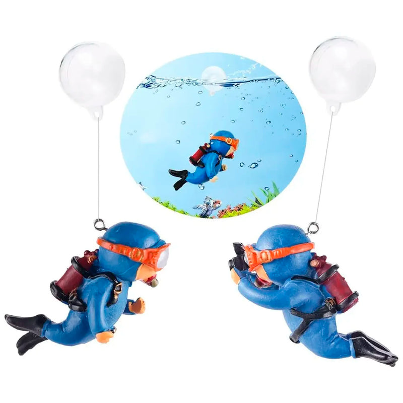 2pc Aquarium Diver Cartoon Aquarium Floating Cute Resin Aquarium Accessories Decorative Items for Fish Aquarium, Floating on Water Aquarium, Fish Aquarium Decoration, 7 X 3 cm