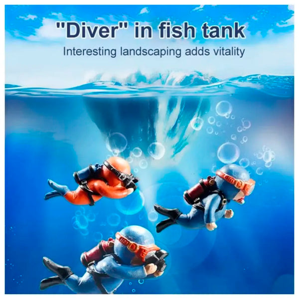 2pc Aquarium Diver Cartoon Aquarium Floating Cute Resin Aquarium Accessories Decorative Items for Fish Aquarium, Floating on Water Aquarium, Fish Aquarium Decoration, 7 X 3 cm - 5