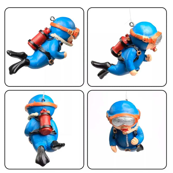 2pc Aquarium Diver Cartoon Aquarium Floating Cute Resin Aquarium Accessories Decorative Items for Fish Aquarium, Floating on Water Aquarium, Fish Aquarium Decoration, 7 X 3 cm - 6