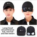 Aviator Cap for Men & Women, Retro Streetwear Baseball Hat with Built-in Aviator Lens Design, Adjustable Cotton Cap – Black - 5