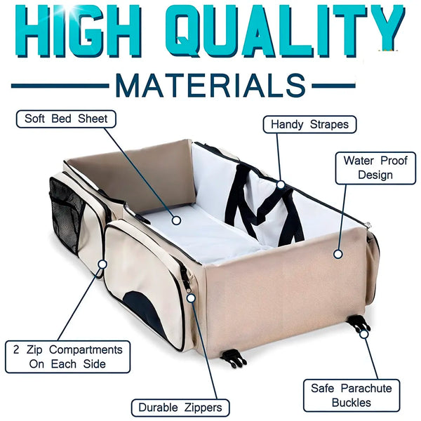 Baby Bed Bag Portable 3 in 1 Portable Bassinet Cot Crib Bags for Infant Sleeping Resting Nappy Changing Station for 0-12 Months - 2